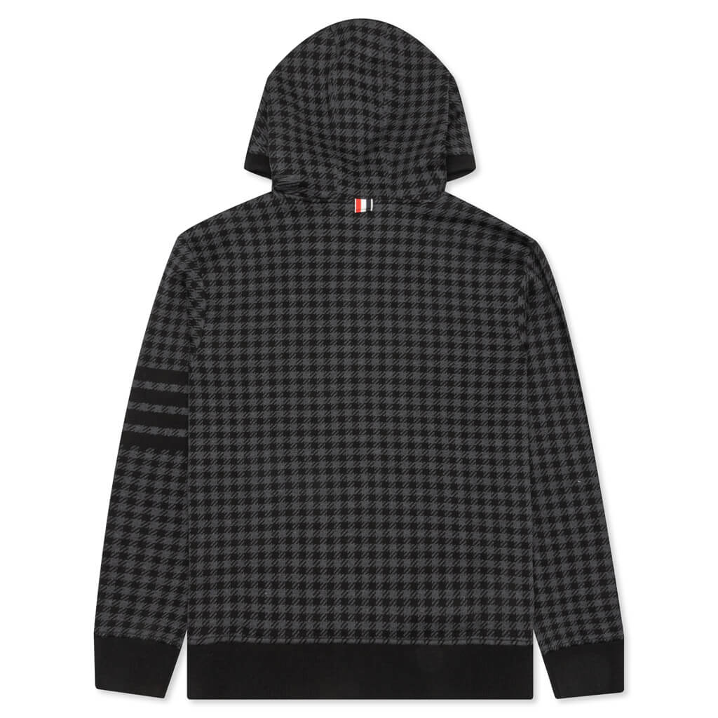 Cotton Gunclub Check Jacquard 4-Bar Zip Hoodie - Black