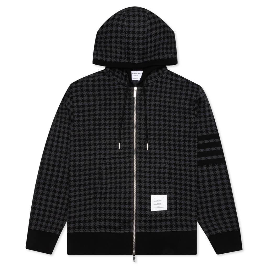 Cotton Gunclub Check Jacquard 4-Bar Zip Hoodie - Black