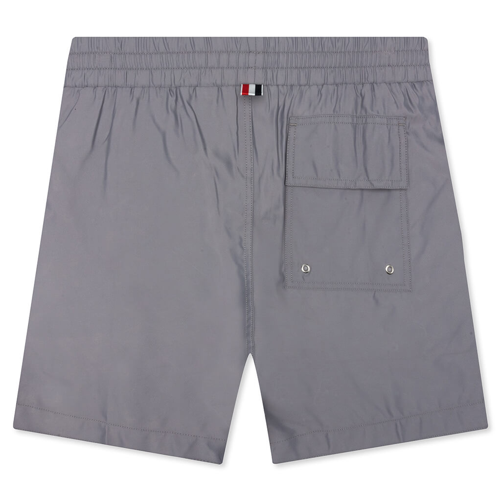 Drawcord Waist Swim Short w/ Solid Swim Tech - Medium Grey