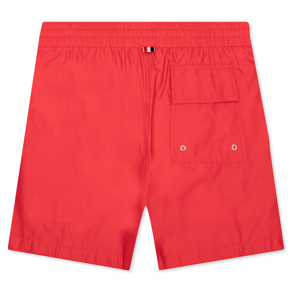 Drawcord Waist Swim Short w/ Solid Swim Tech - Red