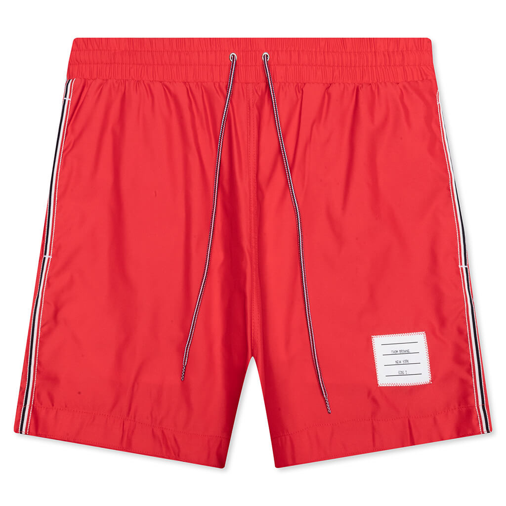 Drawcord Waist Swim Short w/ Solid Swim Tech - Red, , large image number null