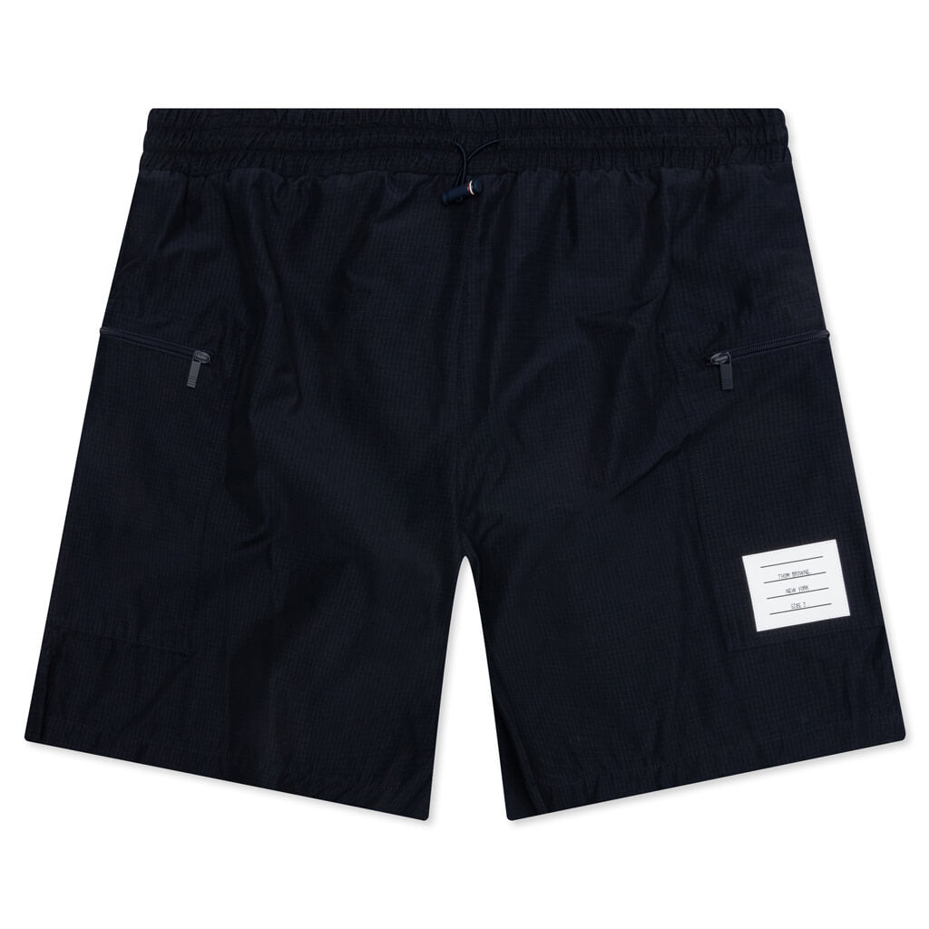 Ripstop Zip Pocket Mid Thigh Shorts - Navy