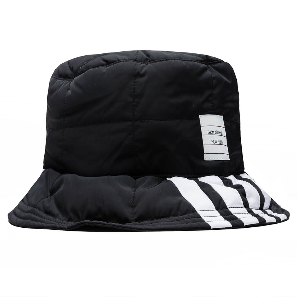 Seamed 4 Bar Quilted Bucket Hat - Black