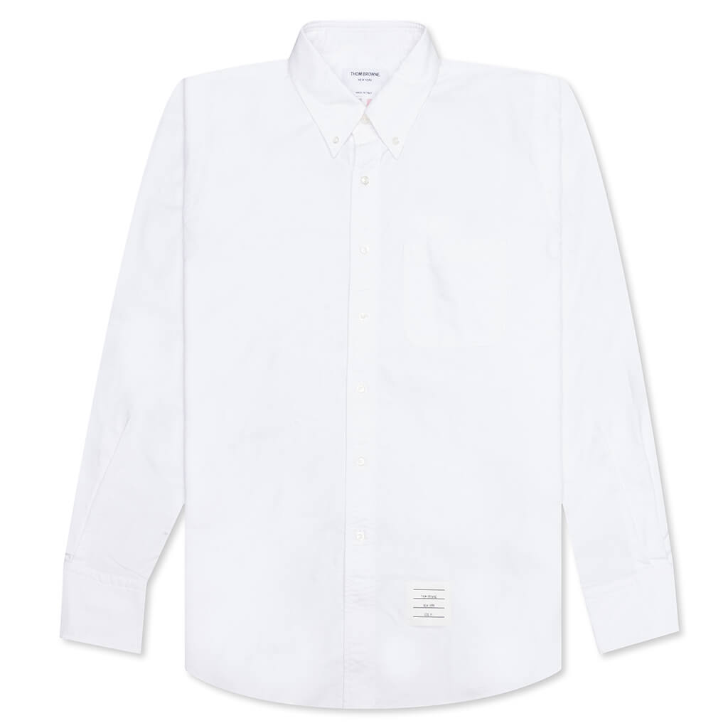 Solid Oxford Straight Fit Button Down L/S Shirt - White