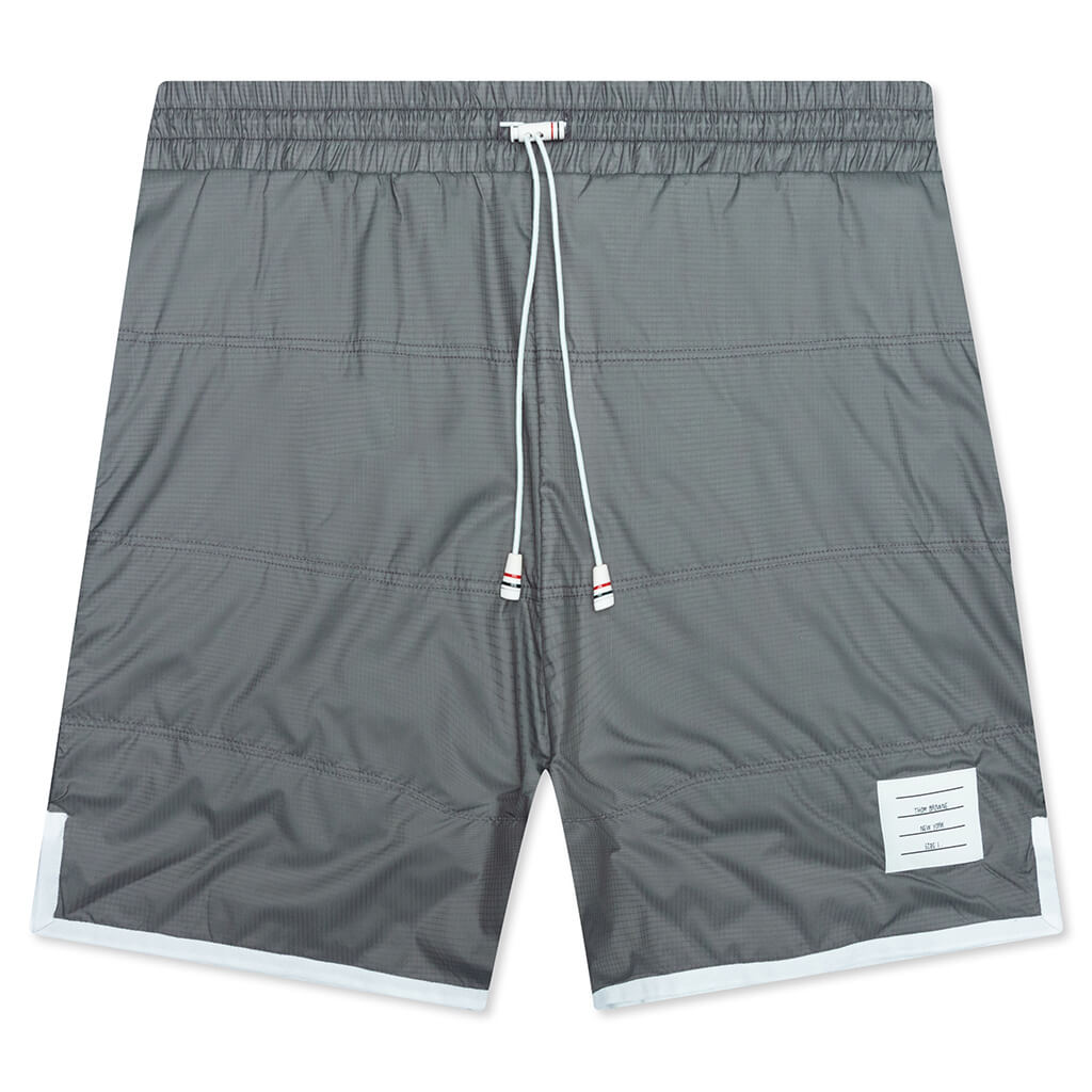 Track Shorts w/ Jersey Lining in Quilted Ripstop - Silver