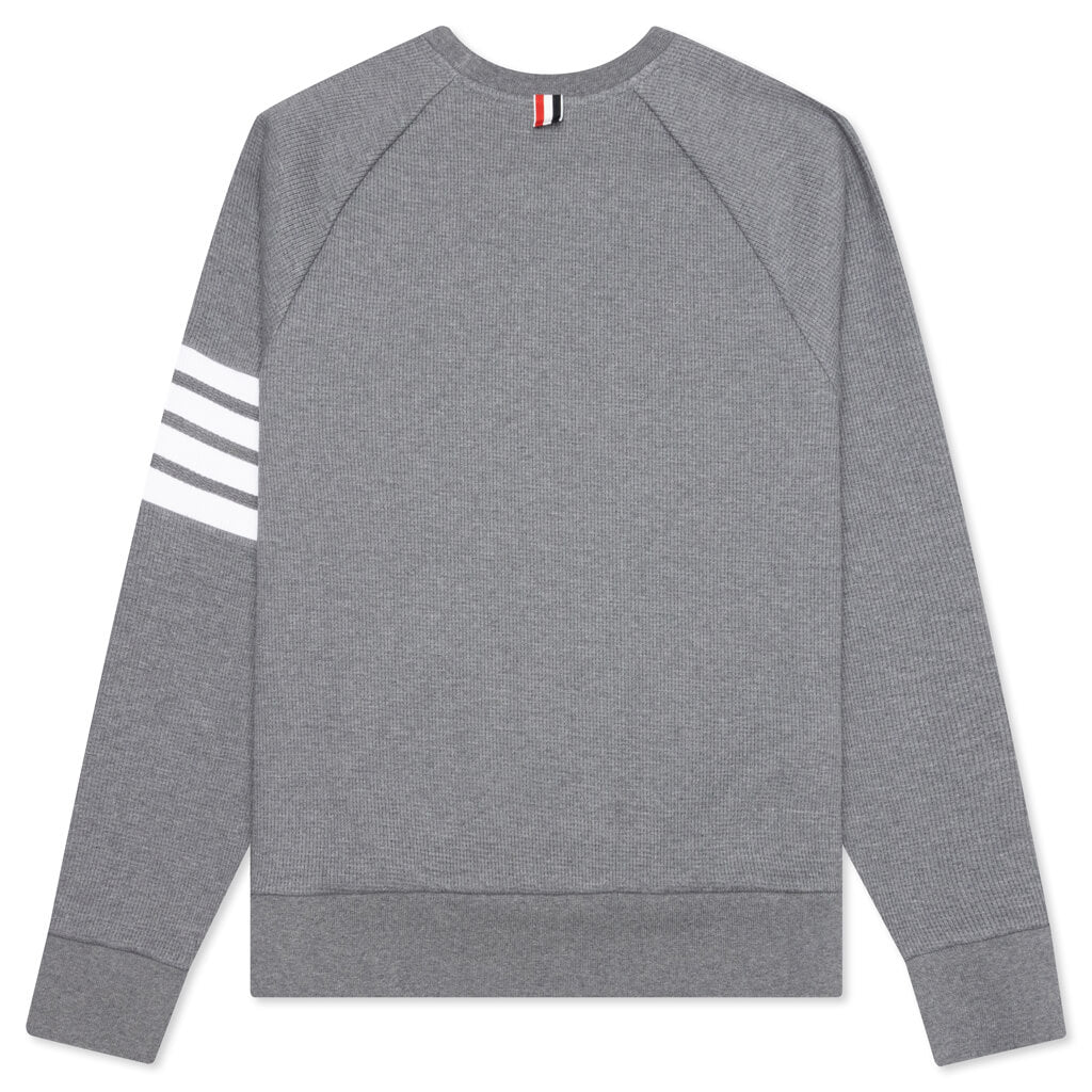 Waffle 4-Bar Raglan Sleeve Crew Sweatshirt - Medium Grey