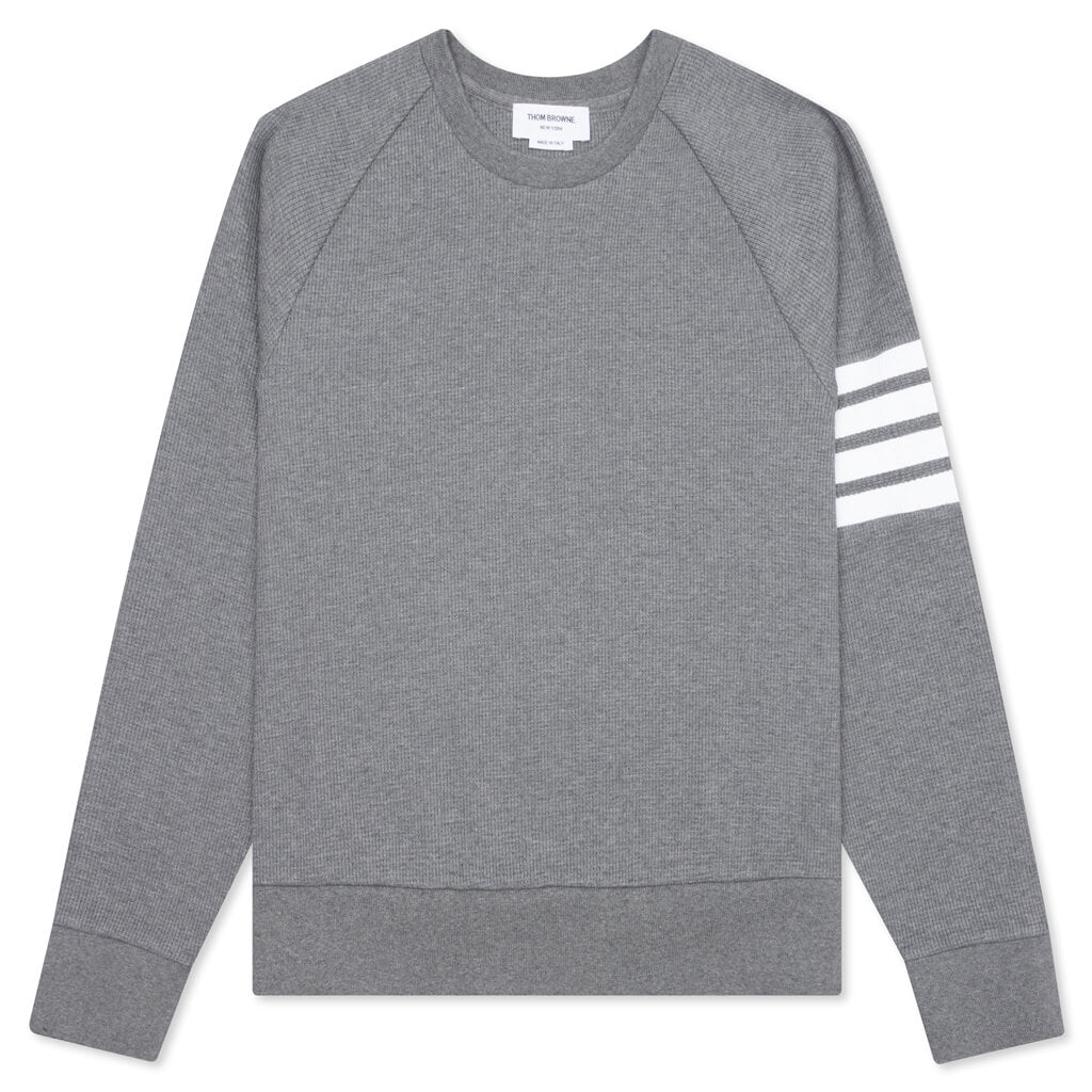 Waffle 4-Bar Raglan Sleeve Crew Sweatshirt - Medium Grey