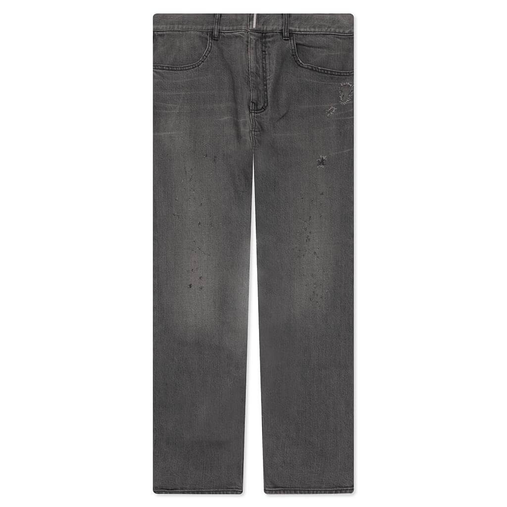 Distressed Denim Trousers - Black