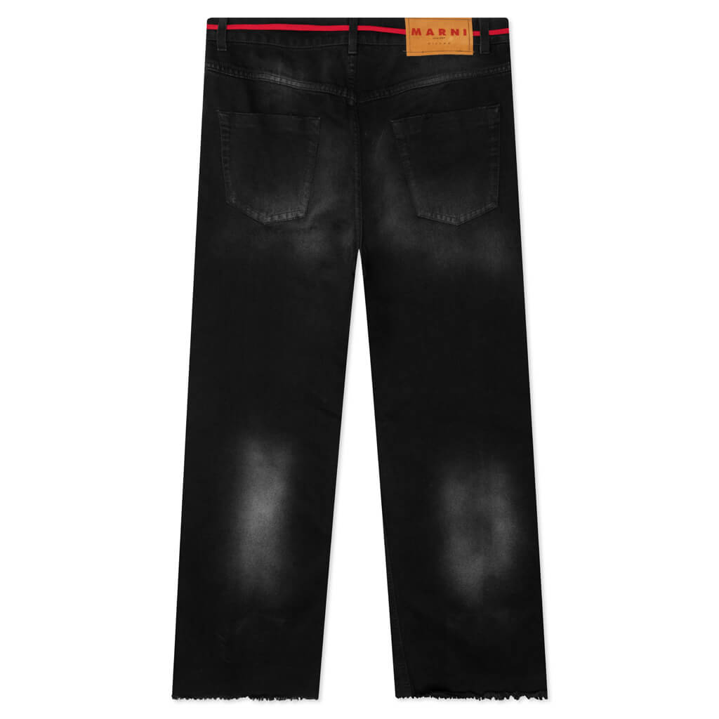 Drawstring Wide Denim - Black