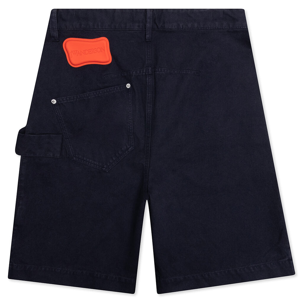 Twisted Cotton Bermuda Shorts - Navy