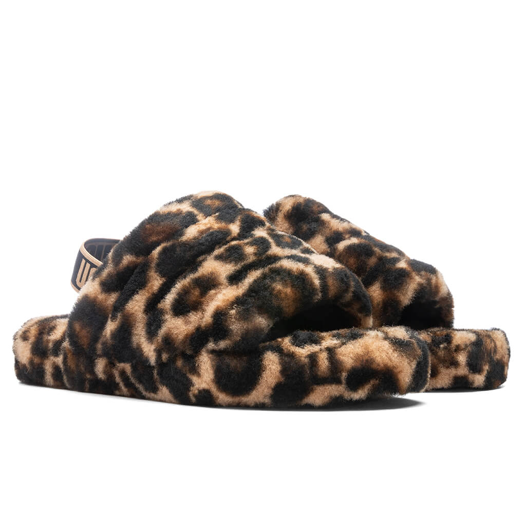 Kids Fluff Yeah Slide Panther Print - Butterscotch