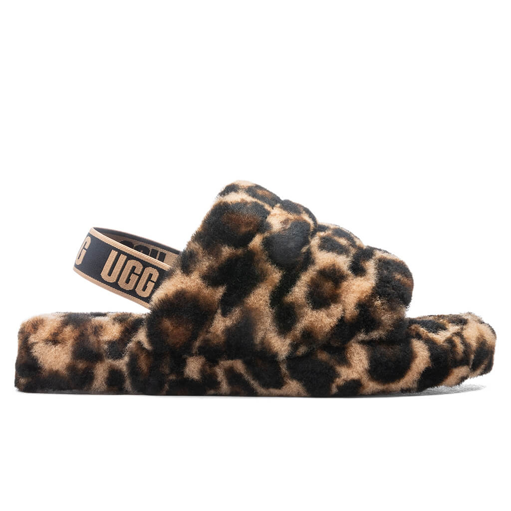 Kids Fluff Yeah Slide Panther Print - Butterscotch