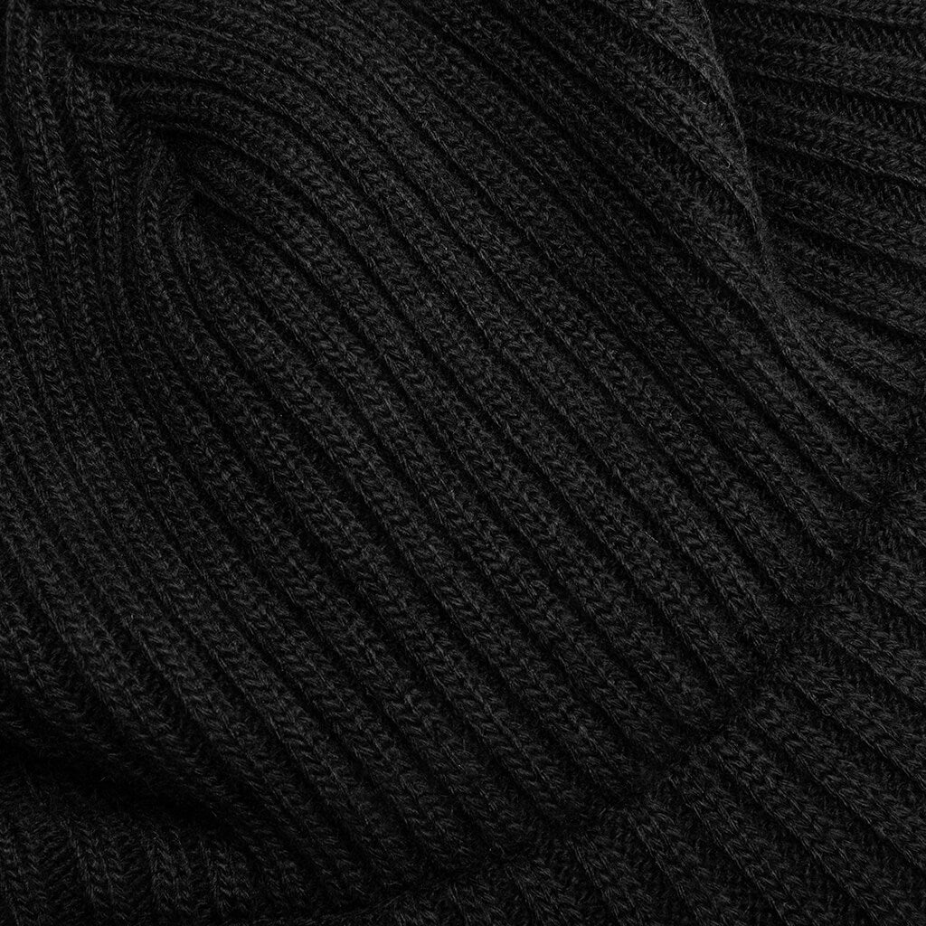 Ribbed Knit Bakerboy Cap - Black, , large image number null