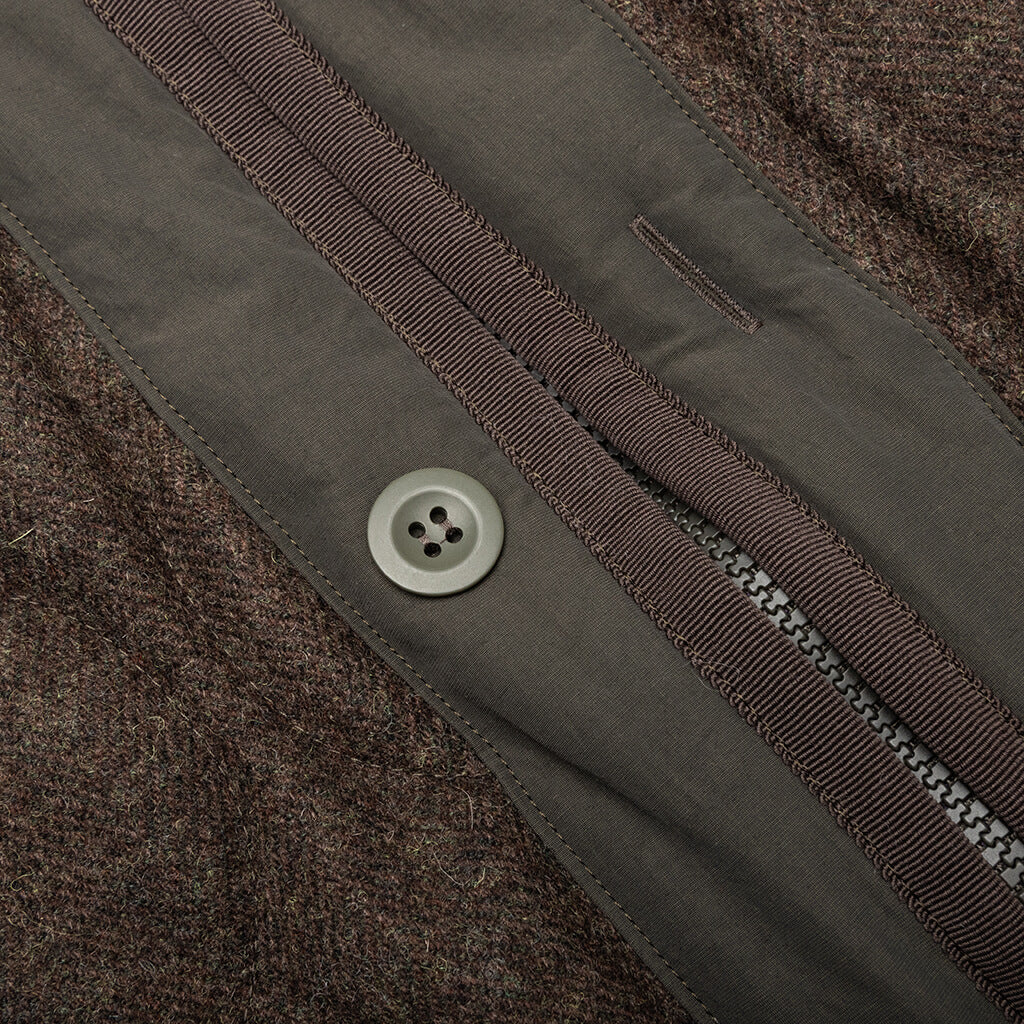 Wool Herringbone Quilted Vest - Khaki, , large image number null