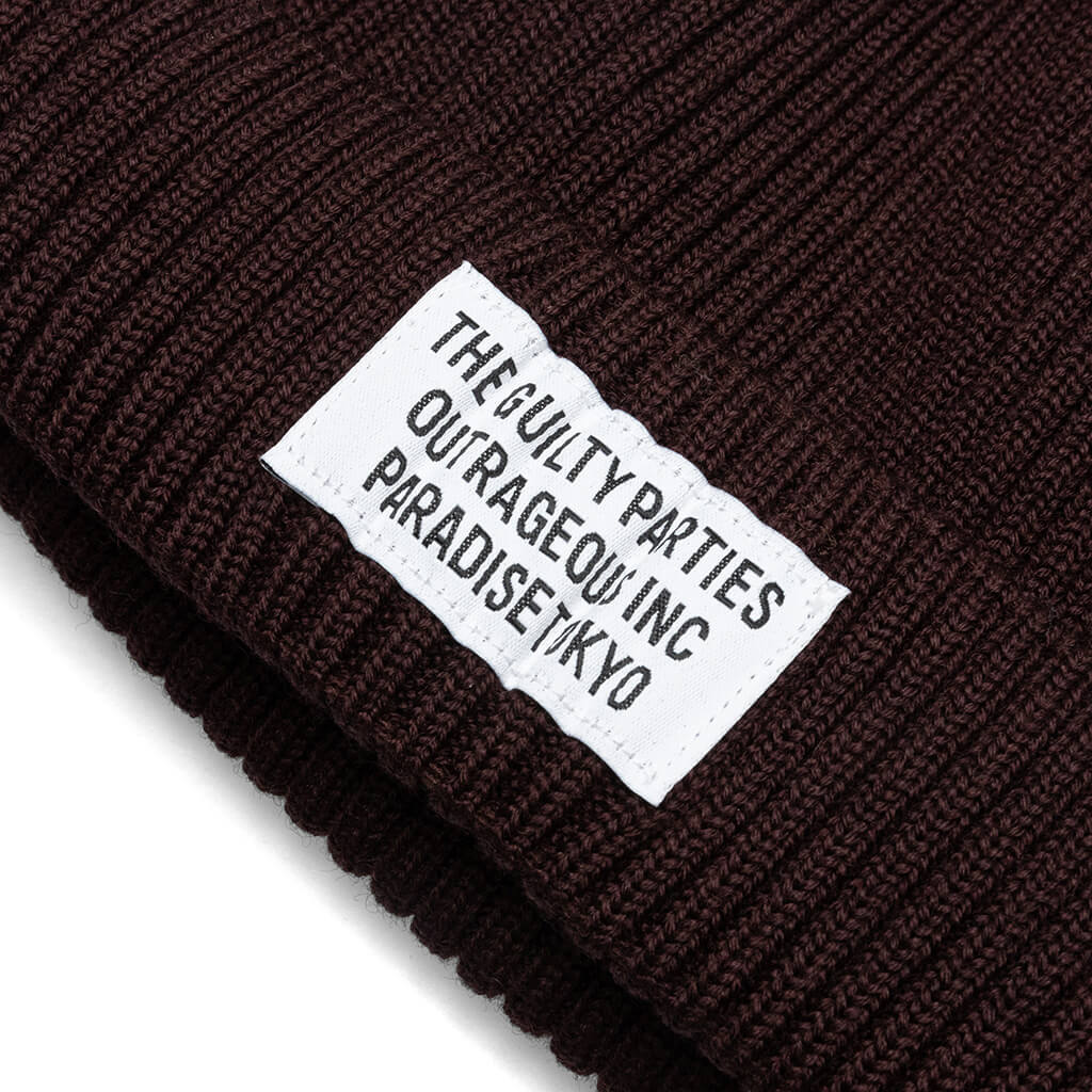 Wool Knit Watch Cap Type-1 - Brown