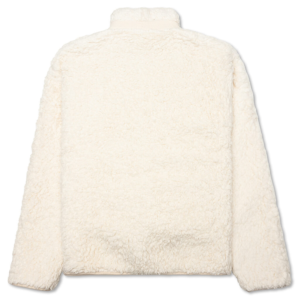 Natural Cotton Fleece Zip Jacket- Eggshell