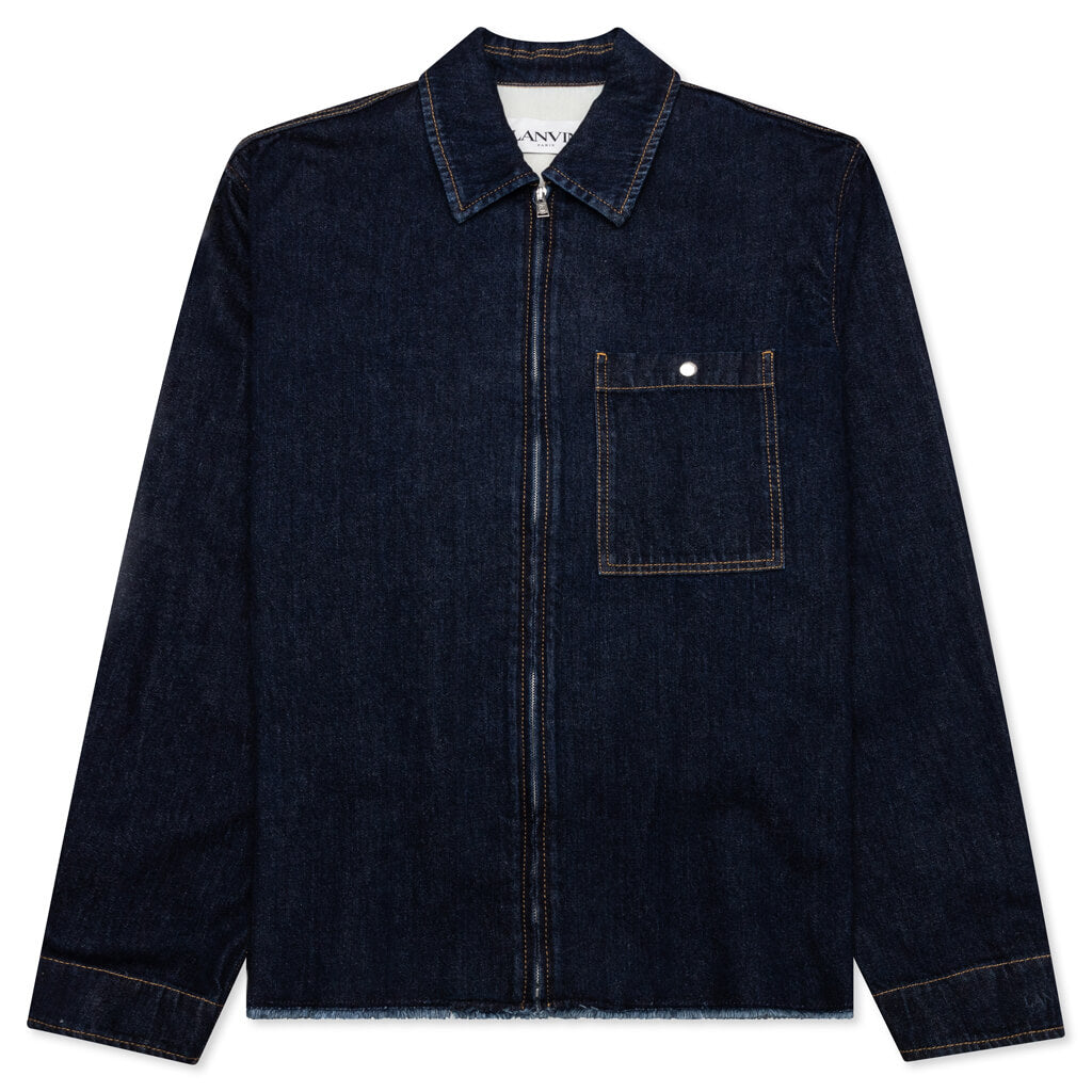 Zipped Denim Shirt - Navy Blue, , large image number null