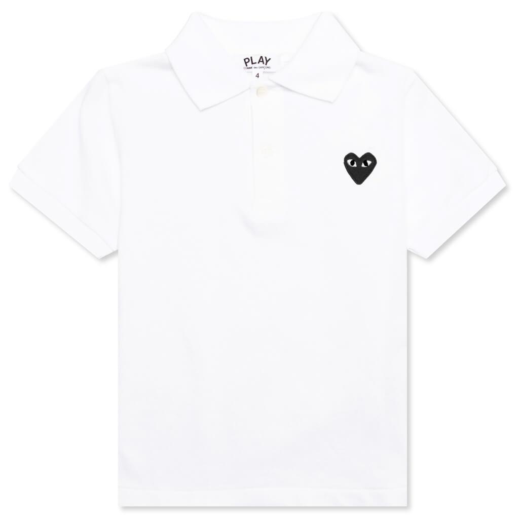 Black Emblem Kid's Polo Shirt - White