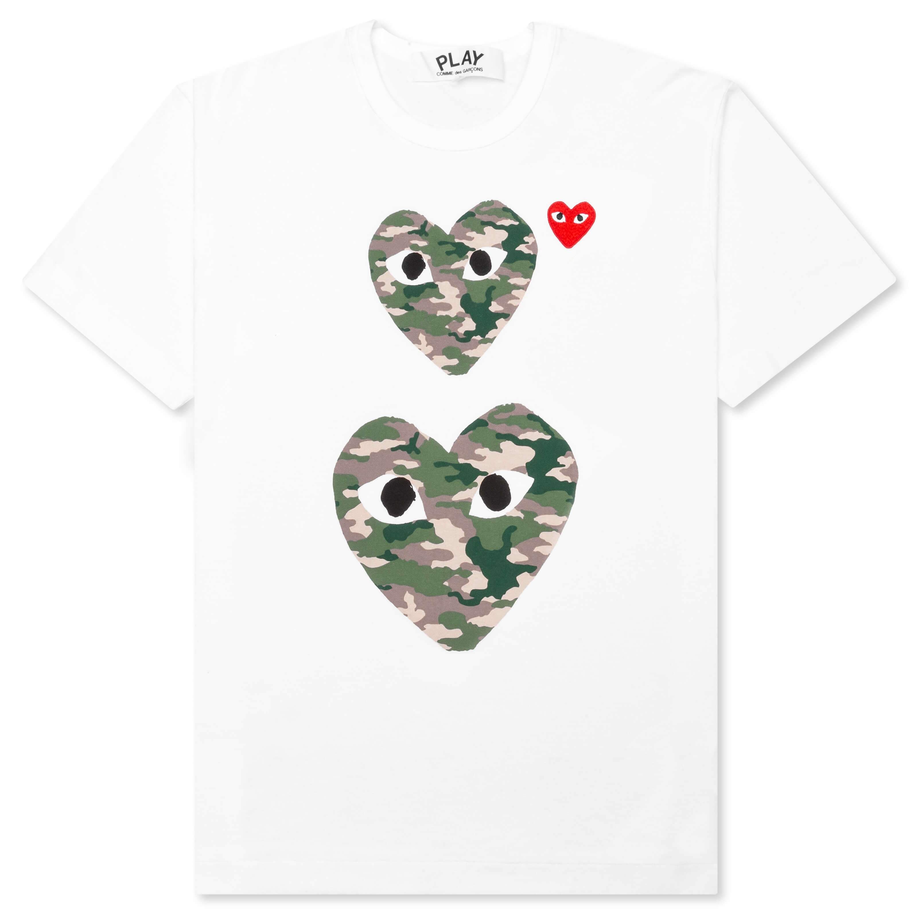 Camouflage Double Heart T-Shirt - White