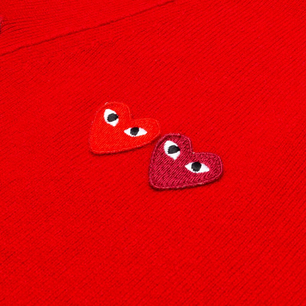 Double Heart Cardigan - Red, , large image number null