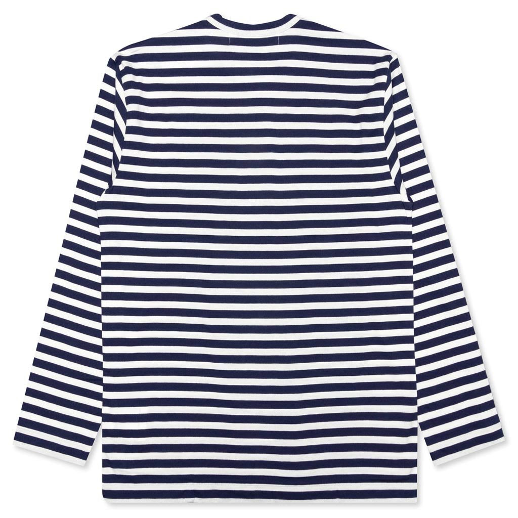 Double Heart Striped Shirt - White/Navy, , large image number null