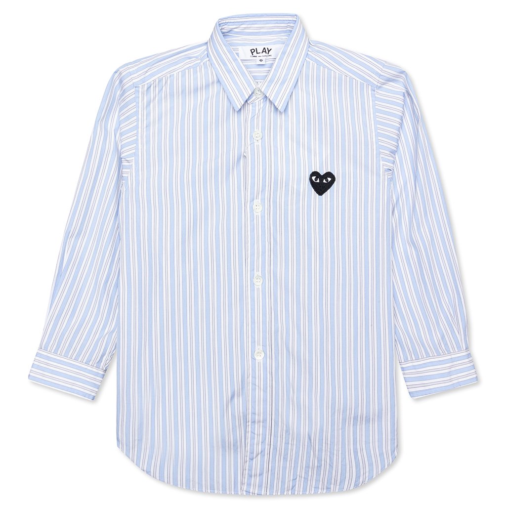 Kid's L/S Striped Shirt - White/Light Blue