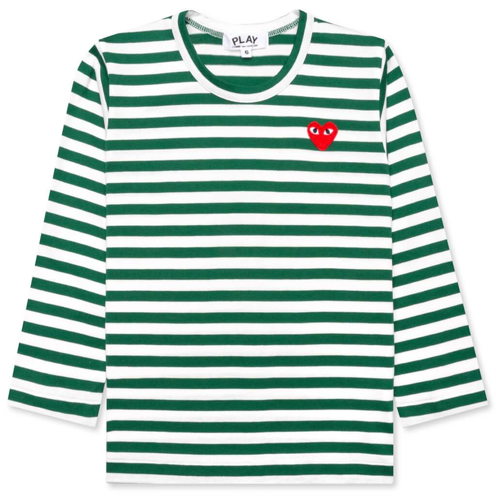 Kid's Striped L/S T-Shirt - Green/White, , large image number null