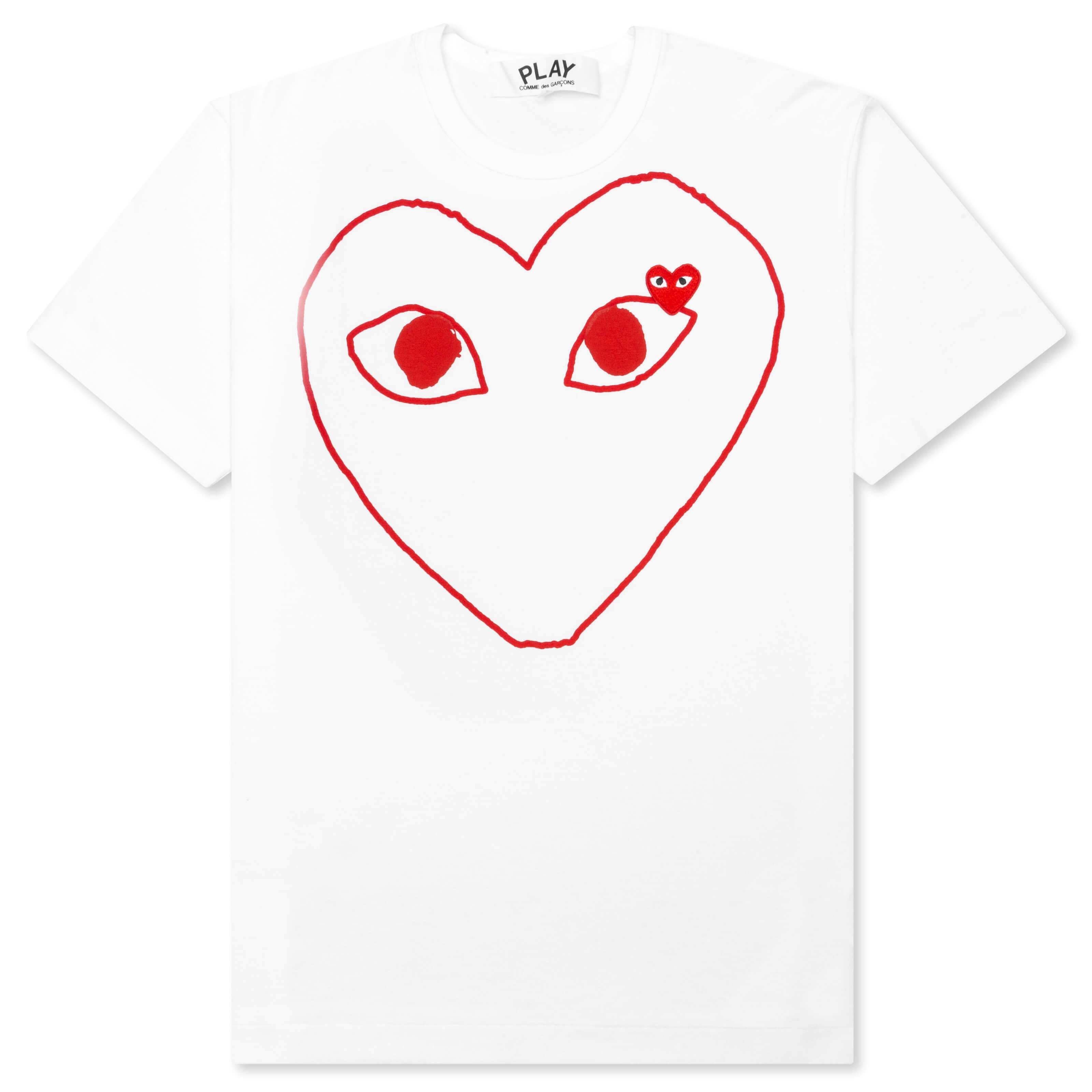 Outline Heart T-Shirt - White/Red, , large image number null