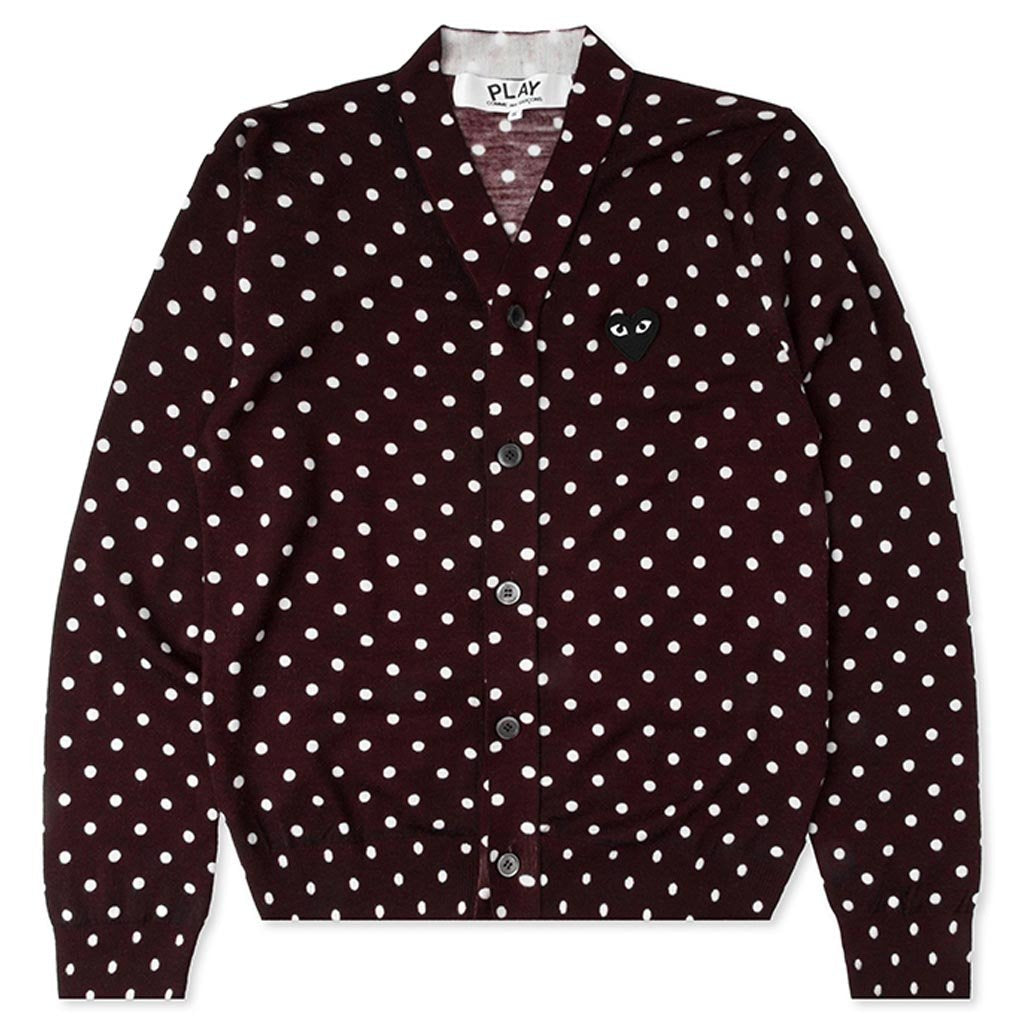 Polka Dot Cardigan Black Heart - Burgundy, , large image number null