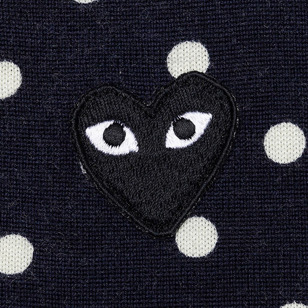 Polka Dot Cardigan Black Heart - Navy, , large image number null