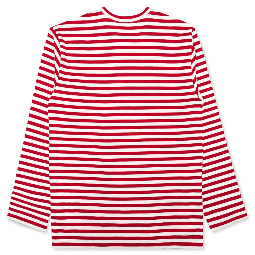 Striped Big Heart L/S T-Shirt - Red/White, , large image number null