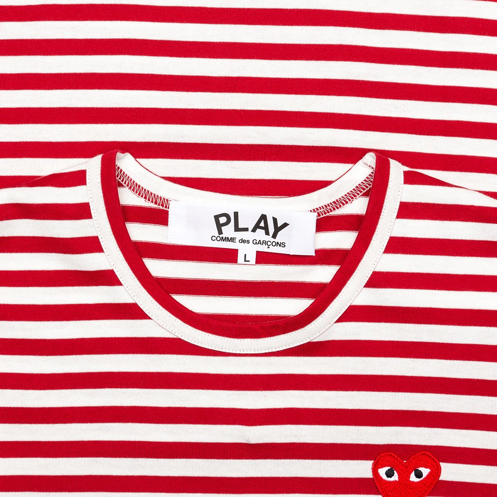 Striped Big Heart L/S T-Shirt - Red/White, , large image number null