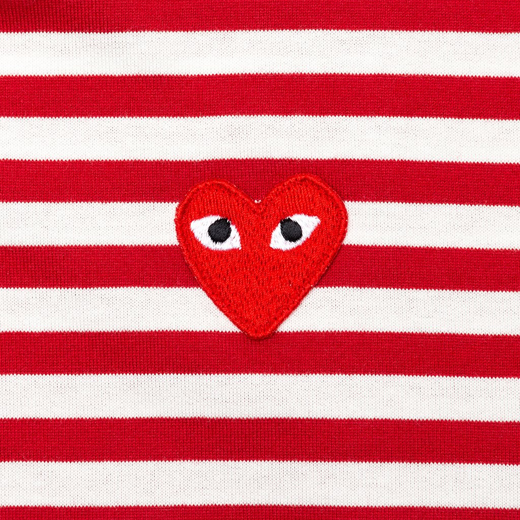 Striped Big Heart L/S T-Shirt - Red/White, , large image number null