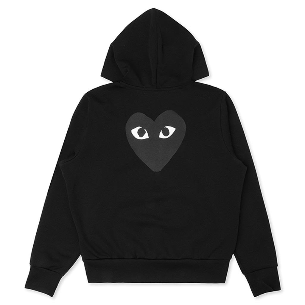 Women's Big Black Heart Hooded Sweatshirt - Black