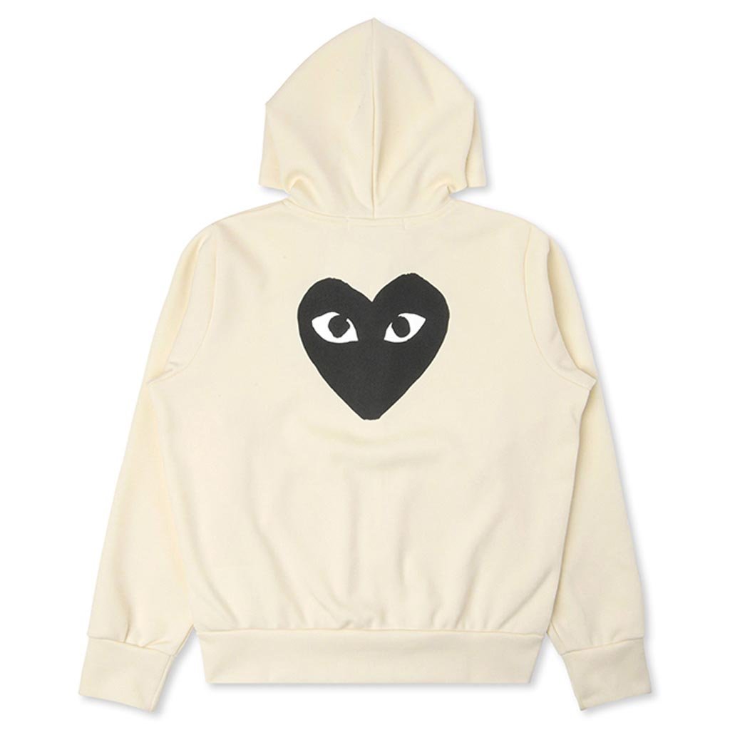 Women's Big Black Heart Hooded Sweatshirt - Ivory