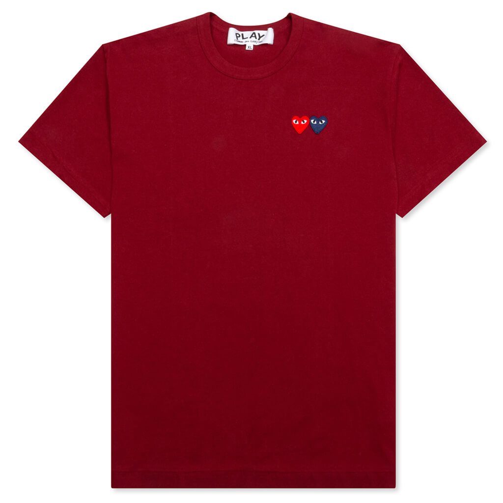 Women's Double Hearts T-Shirt - Burgundy