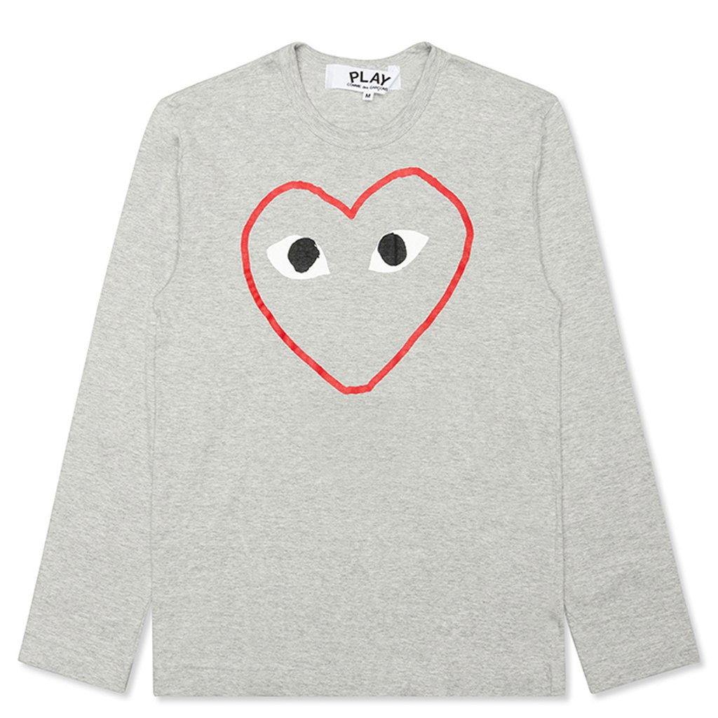 Women's Grey Heart Logo L/S Tee - Grey, , large image number null