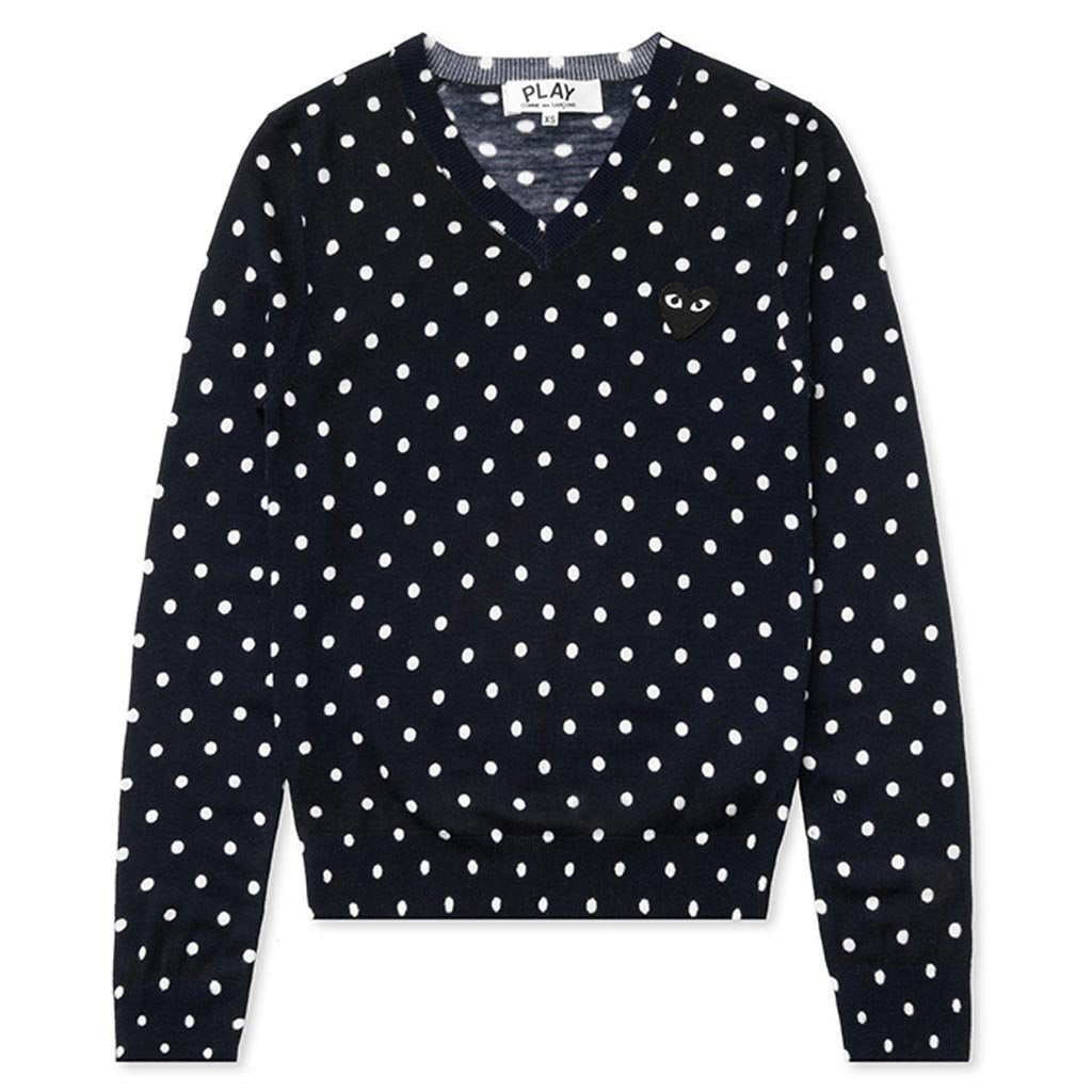 Womens Polka Dot Sweater - Navy, , large image number null