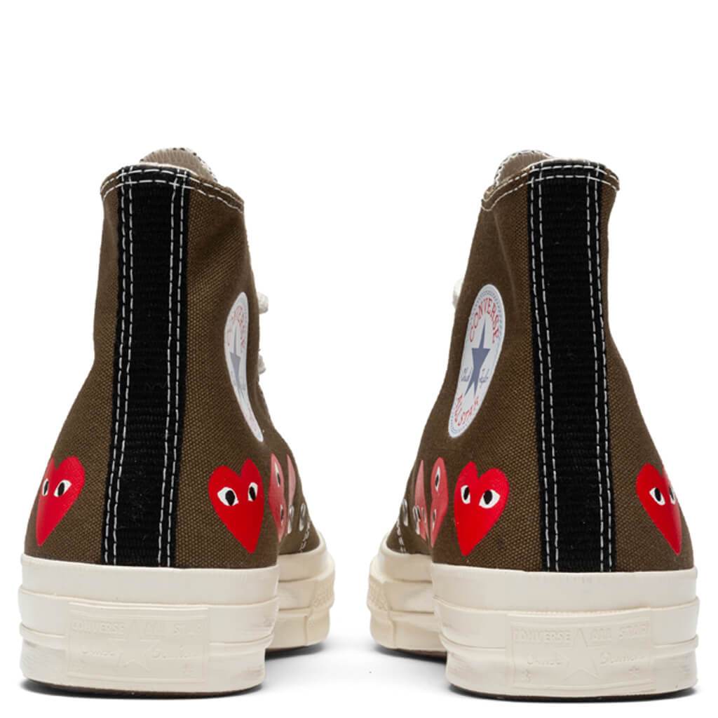 Converse x Comme Des Garcons PLAY All Star Chuck '70 Hi "Multi Heart" - Khaki, , large image number null