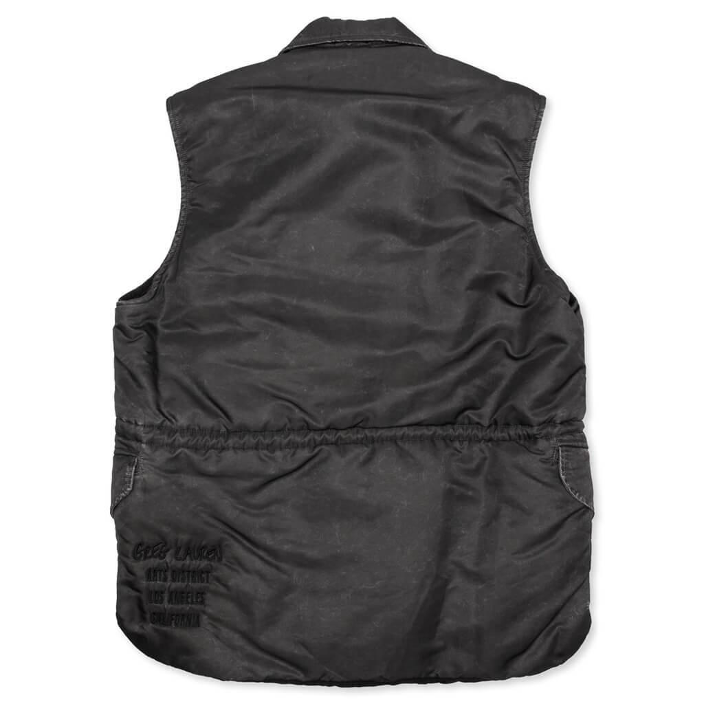 Washed Satin Utility Vest - Black