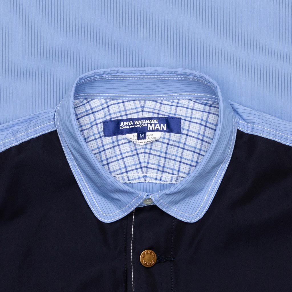 Mixed Fabric Shirt - Blue/Navy, , large image number null