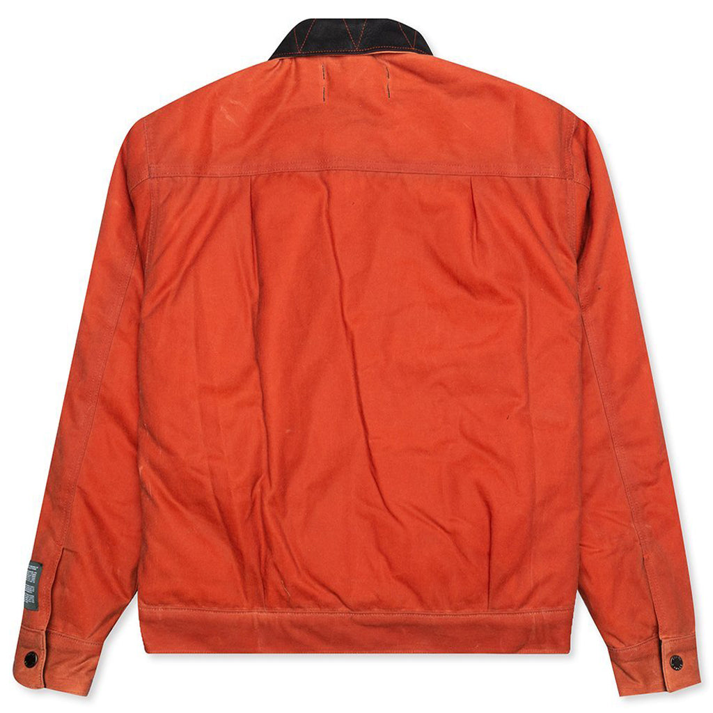 Waxed Cotton Trucker Jacket - Orange, , large image number null