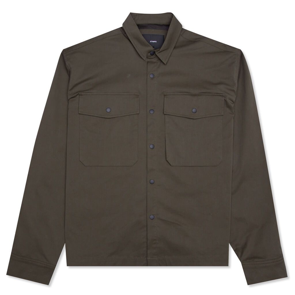 Crop Button Down Shirt - Olive