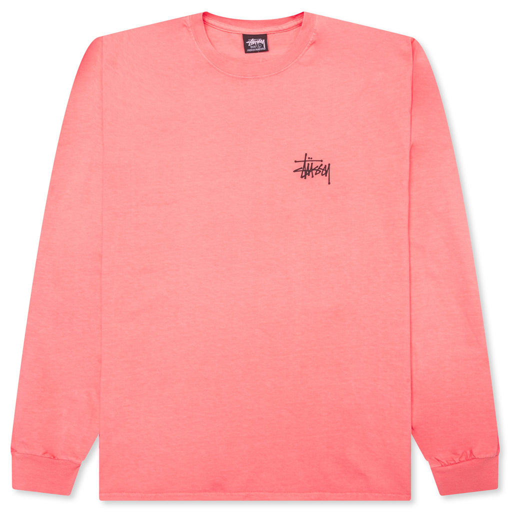 Basic Stussy Pig. Dyed L/S Tee - Coral
